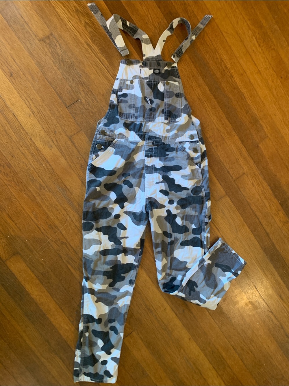 Dickies Women's Camo Overalls Romper - Gray White Black